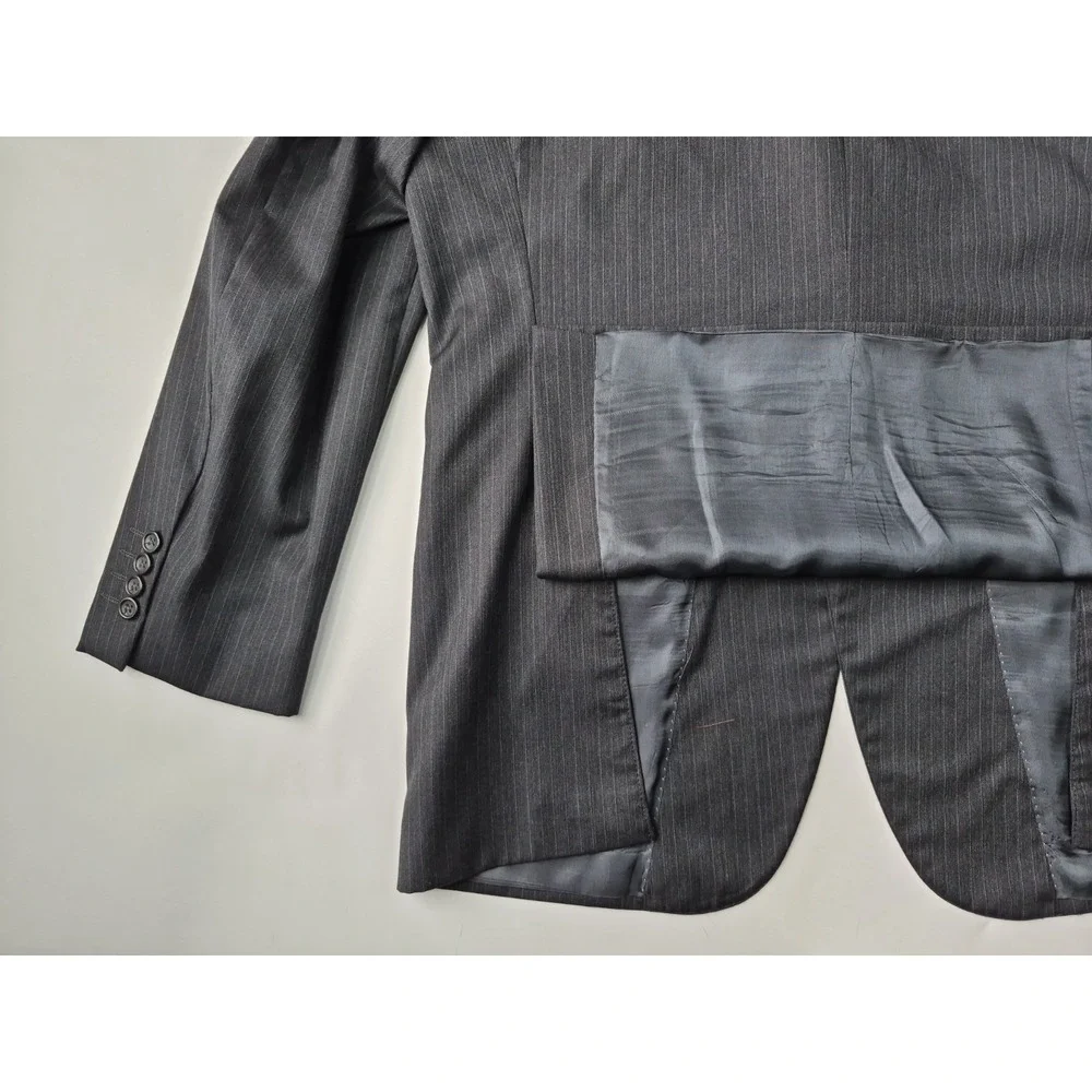 Pronto Uomo Mens Wool Sports Coat 44R Gray Stripe Italy 2 Button Blazer